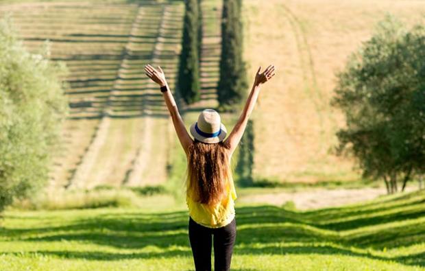 Girl Having Experience in Tuscany Countryside