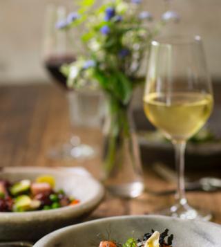 Table with Food and Wine