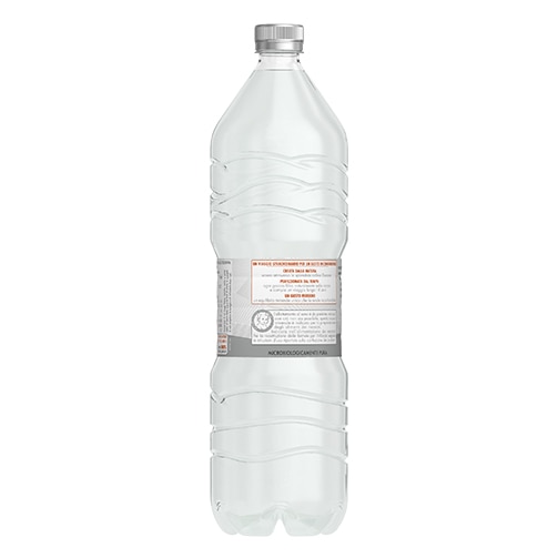 Acqua Panna Bottiglia di plastica 1,5 L e tavolata di amici che mangiano Animazione