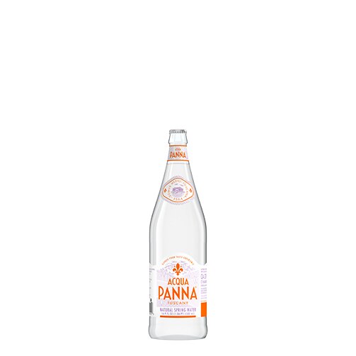 front of acqua panna 500 ml glass water bottle
