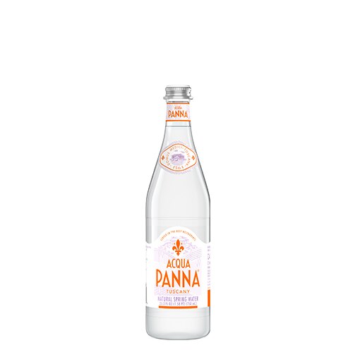 front of 750 ml acqua panna water bottle