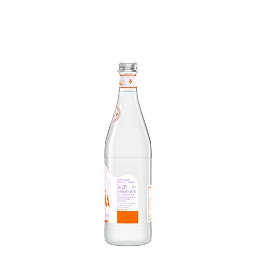 left side of 750 ml acqua panna glass water bottle