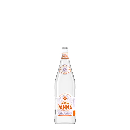 front of acqua panna 500 ml glass water bottle