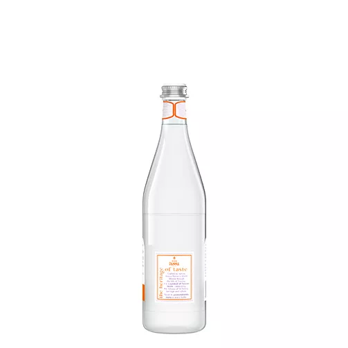 back of 750 ml acqua panna glass water bottle