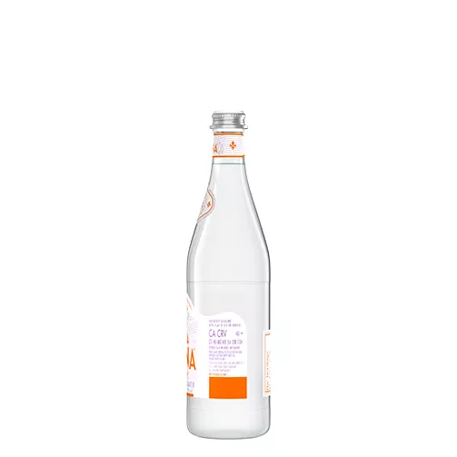 left side of 750 ml acqua panna glass water bottle